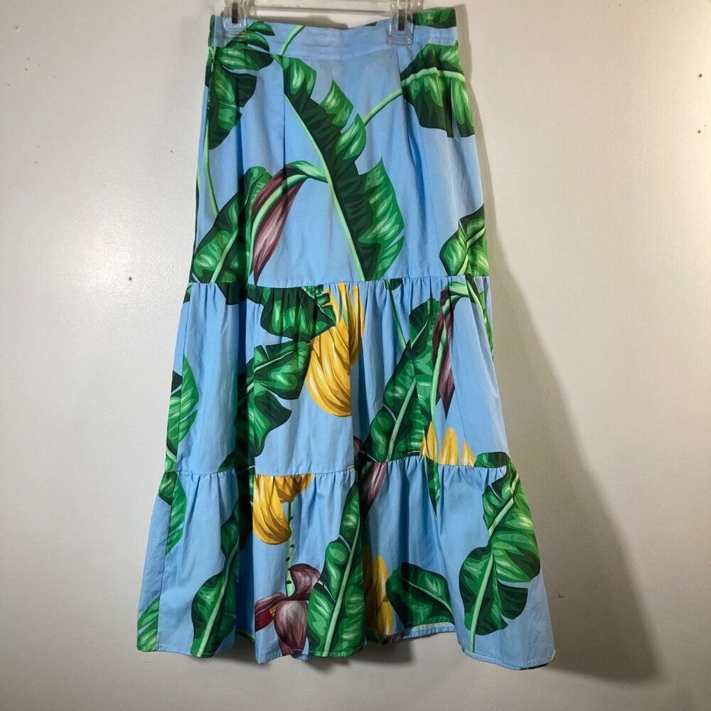 Womens Maude Vivante Ada Tropical Floral Tiered Midi Skirt XS Pockets #33‎